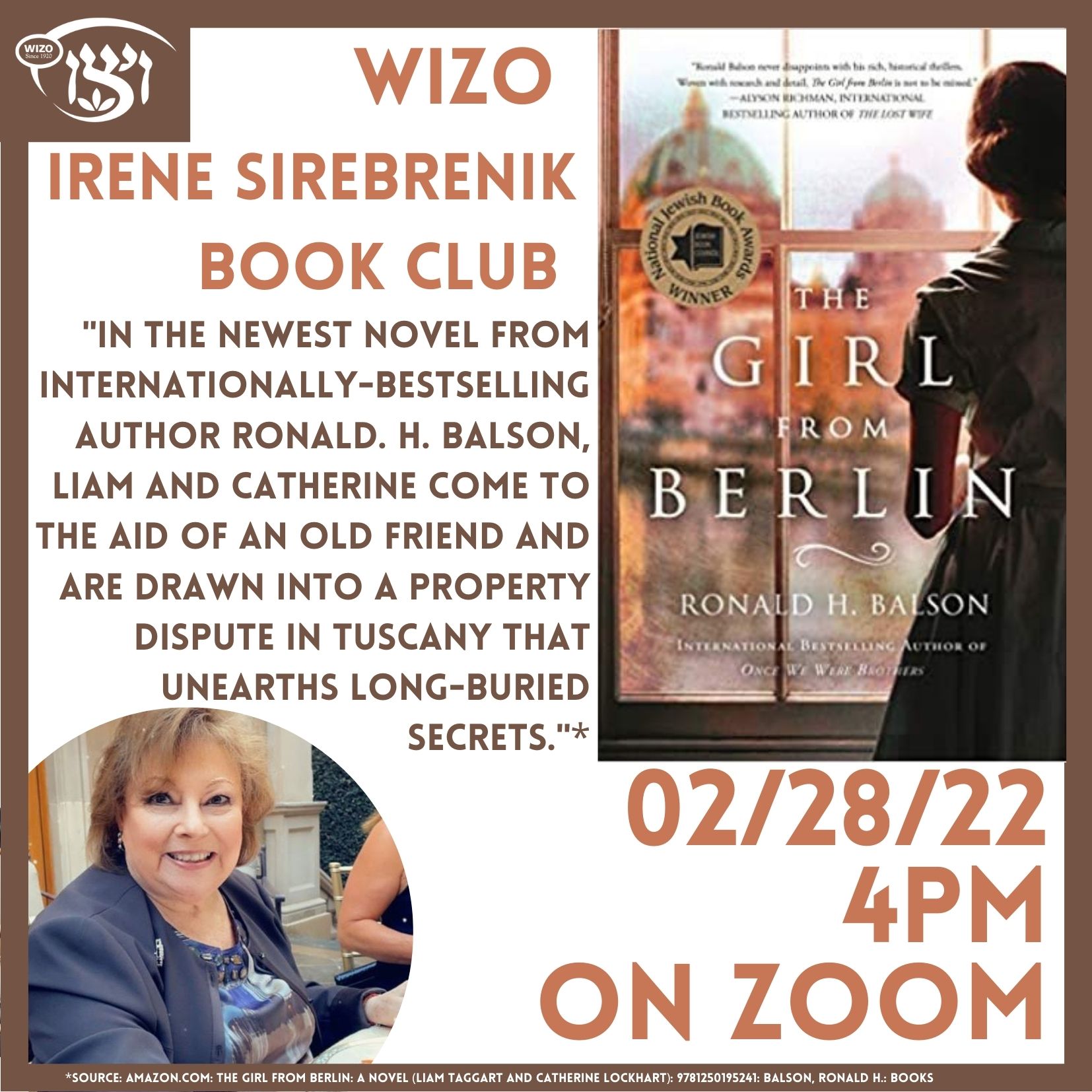 Irene Sirebrenik WIZO California Book Club